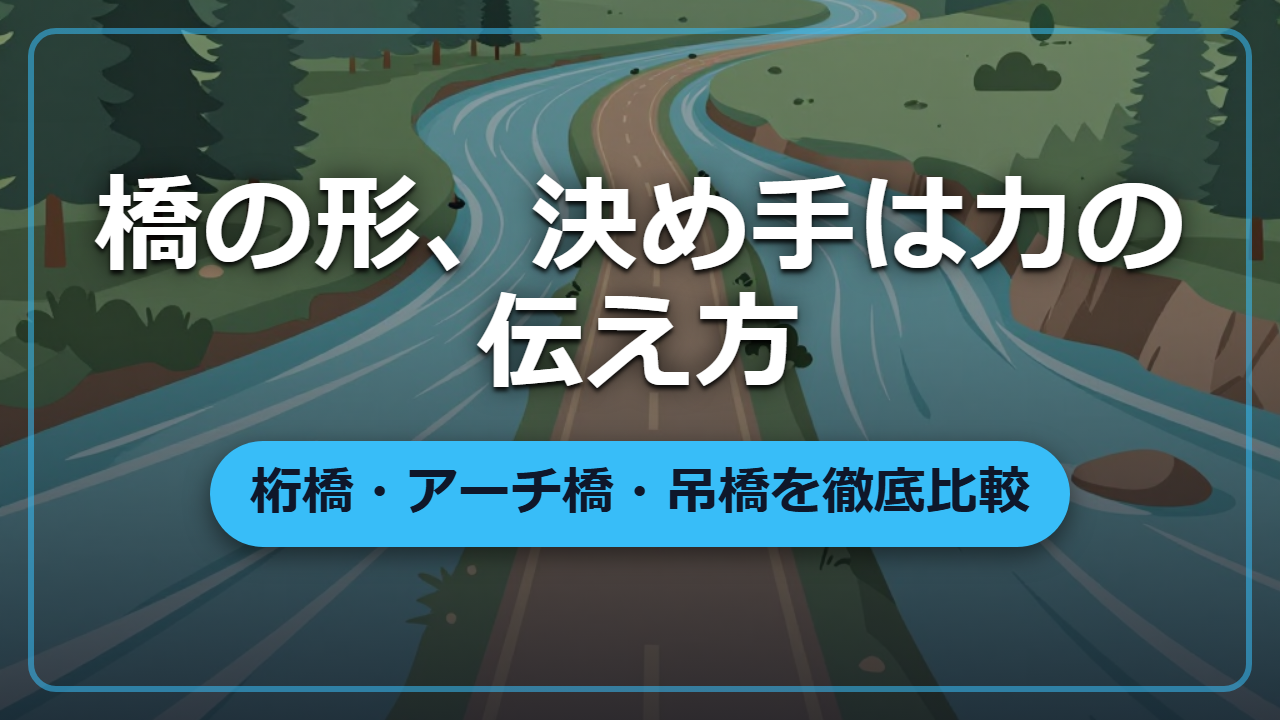 橋はなぜ形が違う?桁橋・アーチ橋・吊橋、力の伝え方で選ぶ土木の知恵
