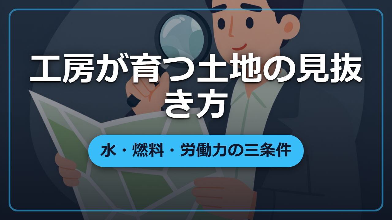 水・燃料・労働力 ―― 工房が根を張る土地の見抜き方