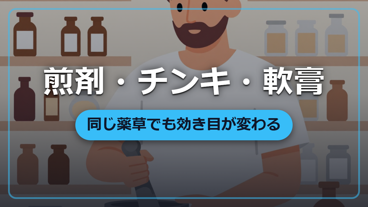 同じ薬草でも効き目が変わる ―― 煎剤・チンキ・軟膏、3つの作り方